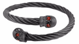 Skull Jewelry Unisex Gunmetal Wired Skull Biker Bracelet Stainless Steel Blue or Red Eyes SB31