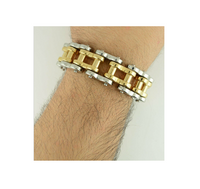 Biker Jewelry Men's Motorcycle Bike Chain Bracelet Silver & Gold Stainless Steel SB34