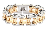 Biker Jewelry Men's Motorcycle Bike Chain Bracelet Silver & Gold Stainless Steel SB34