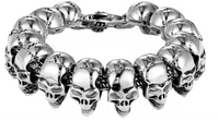Biker Jewelry's Men's Stainless Steel Cracked Skull Bracelet Heavy SB37