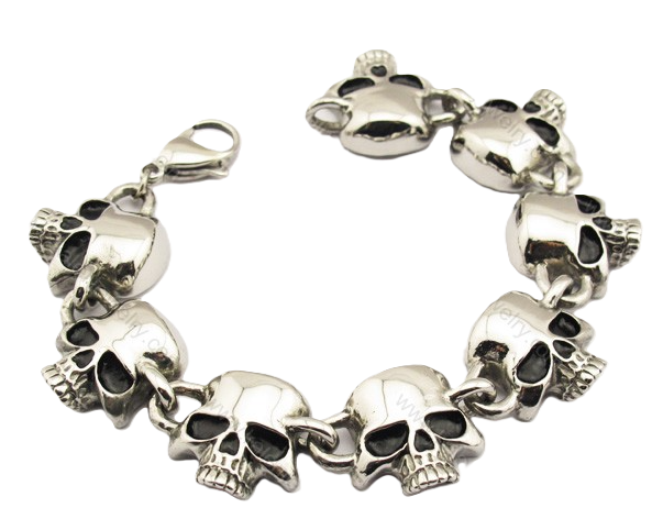 Unisex Punisher Skull Stainless Steel Biker Bracelet SB39