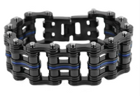 Jewelry Men's Primary Motorcycle Bike Chain Bracelet Black/Blue Line Stainless Steel Police Edition SB3