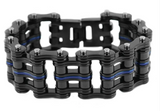 Jewelry Men's Primary Motorcycle Bike Chain Bracelet Black/Blue Line Stainless Steel Police Edition SB3