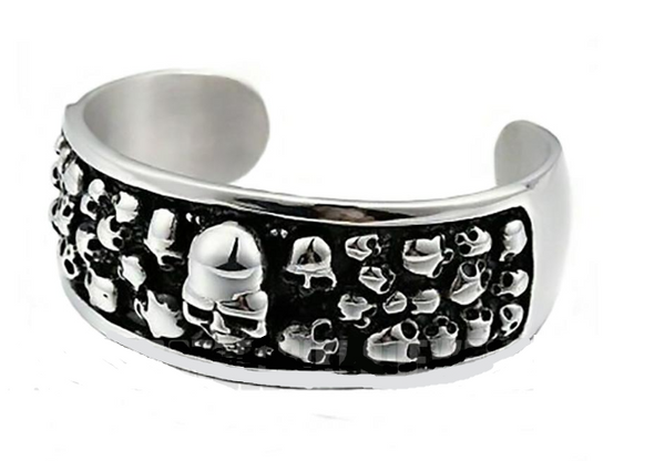 Men's Biker Jewelry Stainless Steel Skull Cuff Bracelet SB43
