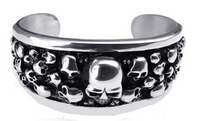 Men's Biker Jewelry Stainless Steel Skull Cuff Bracelet SB43