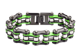 Black & Kawasaki Green Men's Motorcycle Bike Chain Biker Bracelet Stainless Steel SB46