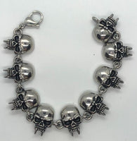 Vampire Stainless Steel Half Skull Biker Bracelet with Fangs SB48
