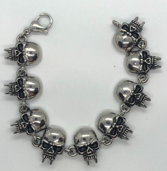 Vampire Stainless Steel Half Skull Biker Bracelet with Fangs SB48