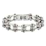 Ladies 10mm Wide All Stainless with Crystal Centers Biker Jewelry Motorcycle Bike Chain Stainless Steel Bracelet SB53