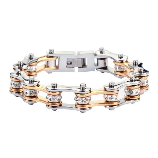 Biker Jewelry Ladies Motorcycle Biker Chain Stainless Steel Bracelet Silver & Gold SB57