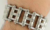 Men's Primary Motorcycle Biker Bracelet Chrome Stainless Steel SB71