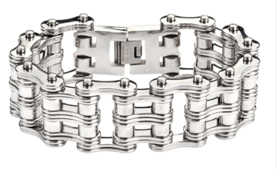 Men's Primary Motorcycle Biker Bracelet Chrome Stainless Steel SB71
