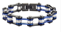 10mm Biker Jewelry Women's Motorcycle Bike Chain Stainless Steel Bracelet Black & Blue SB74