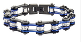 10mm Biker Jewelry Women's Motorcycle Bike Chain Stainless Steel Bracelet Black & Blue SB74