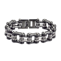 Biker Jewelry Men's Motorcycle Bike Chain Bracelet Stainless Steel Black & Silver SB76