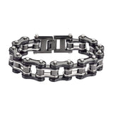 Biker Jewelry Men's Motorcycle Bike Chain Bracelet Stainless Steel Black & Silver SB76