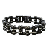 Biker Jewelry Men's Motorcycle Bike Chain Bracelet Stainless Steel Black & Silver SB76