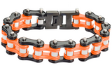 Harley Colors Jewelry Men's Motorcycle Bike Chain Biker Bracelet Stainless Steel Black & Orange SB77