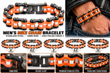 16mm Black, Orange & Silver Bike Chain Bracelet Double Link Men's Biker Stainless Steel SB77