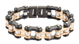 Men's Motorcycle Bike Chain Biker Bracelet Stainless Steel Black & Gold SB78