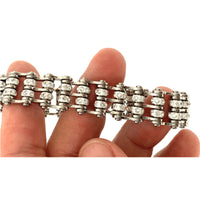 Ladies 12mm Stainless Steel Bling Motorcycle Tennis Bracelet Double Rows SB82