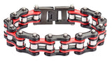 Biker Jewelry Men's Motorcycle Bike Chain Bracelet Stainless Steel Black & Red SB87