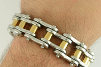 Biker Jewelry Men's Motorcycle Bike Chain Bracelet Stainless Steel Silver & Gold SB89