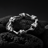 Punisher Piston & Skull Link Bracelet 15mm Biker Stainless Steel<br> SB8