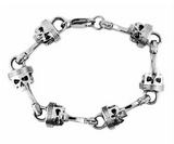 Punisher Piston & Skull Link Bracelet 15mm Biker Stainless Steel<br> SB8