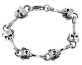 Punisher Piston & Skull Link Bracelet 15mm Biker Stainless Steel<br> SB8
