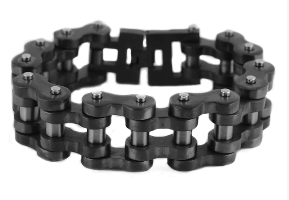 3/4 inches Wide Stainless Steel Motorcycle Bike Chain Bracelet Gunmetal Huge SB95