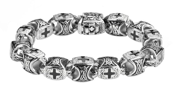Unisex Greek Cross Biker Bracelet Stainless Steel SB97