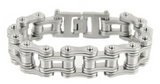 Men's Motorcycle Bike Chain Bracelet Stainless Steel Silver Brushed Finish SB98