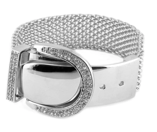 Biker Jewelry Ladies Mesh Design Belt Buckle Adjustable Bracelet Stainless Steel SB99