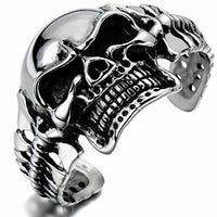 Biker Jewelry Men's Stainless Steel Cuff Bracelet Skull Back Bone SB9
