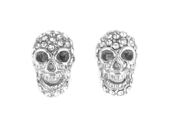 Biker Jewelry 3-D Bling Skull Ladies Stud Earrings Stainless Steel SE13