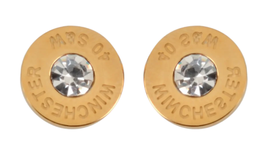 Biker Jewelry Bullet Gold Tone Earrings Stainless Steel SE1
