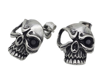 Unisex Skull with Black Eye Stainless Steel Post Earrings SE22