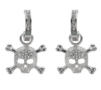 Jewelry Ladies Bling Skull & Crossbones Hoop Earrings Stainless Steel SE23