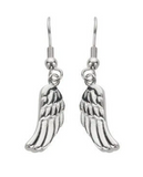 Biker Jewelry Ladies Angel Wing French Wire Earrings Stainless Steel SE25