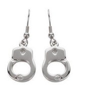 Biker Jewelry Small Ladies Handcuff Earrings Stainless Steel SE26