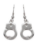 Biker Jewelry Small Ladies Handcuff Earrings Stainless Steel SE26