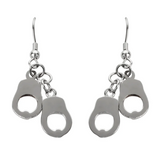 Biker Jewelry Ladies Double Handcuff French Wire Earrings Stainless Steel SE27