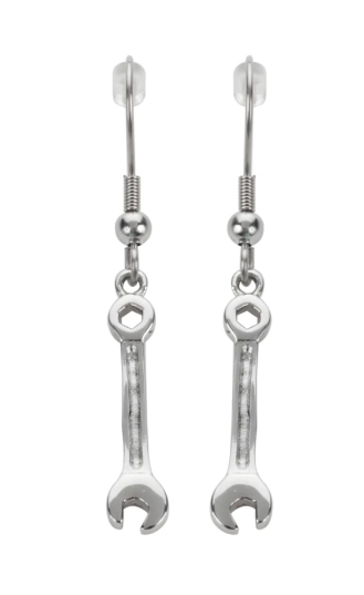 Heavy Metal Jewelry Ladies Wrench French Wire Earrings Stainless Steel SE30
