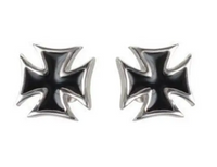 Jewelry Unisex Black Iron Cross Post & Nut Earrings Stainless Steel SE32