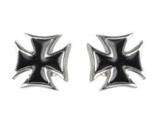 Jewelry Unisex Black Iron Cross Post & Nut Earrings Stainless Steel SE32
