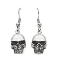 Biker Jewelry Ladies French Wire Skull Earrings Stainless Steel SE36