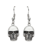 Biker Jewelry Ladies French Wire Skull Earrings Stainless Steel SE36