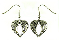 Heavy Metal Jewelry Winged Heart Earrings Stainless Steel SE39