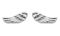 Biker Jewelry Small Angel Wing Earrings Stainless Steel Post / Stud SE40